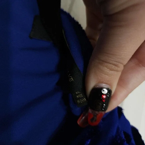 House of Harlow Revolve Womens Dress Ivan Blue Velour Burnout Ruffle Slit Sz XXS - Picture 12 of 15